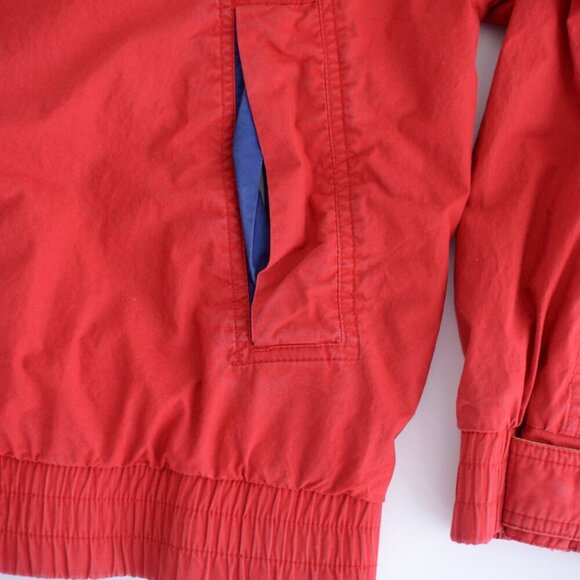 VTG Lewritter Beverly Hills Red Yellow Zip Up W/ Stowaway Hood Aviator Jacket M - Picture 7 of 13